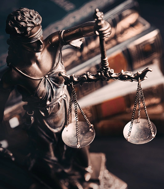 Lady justice. Statue of Justice in library