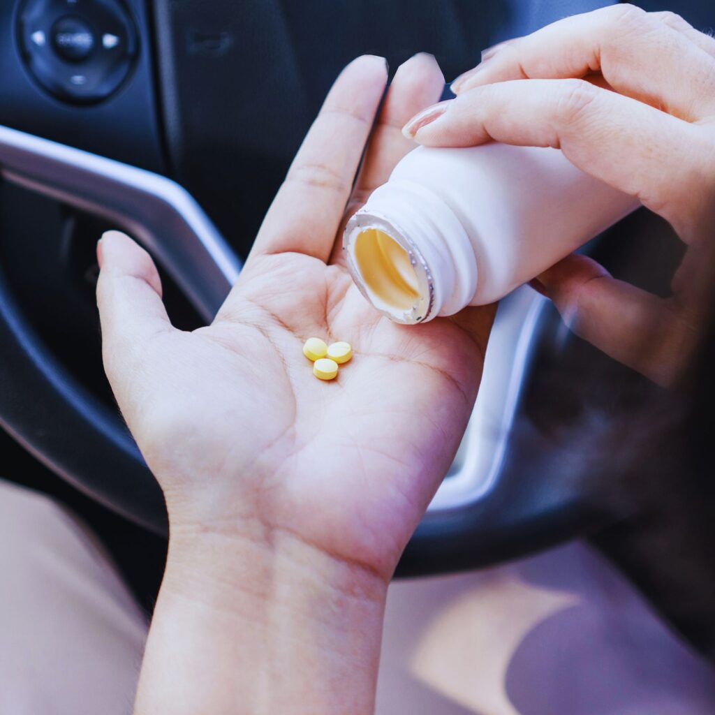 Driver under the influence of drugs, highlighting the risks and legal consequences.