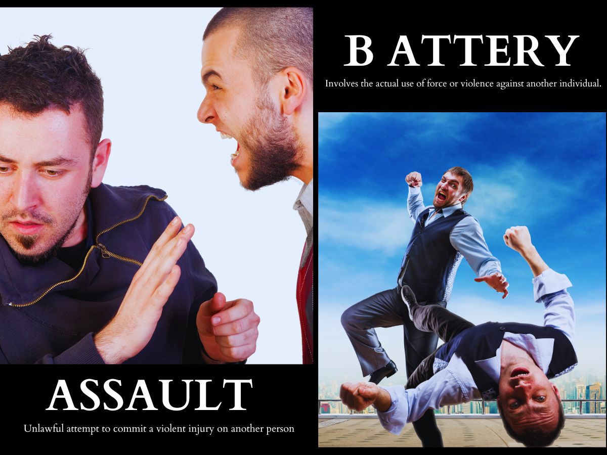 Differences between assault and battery charges in California, focusing on intent versus physical contact.