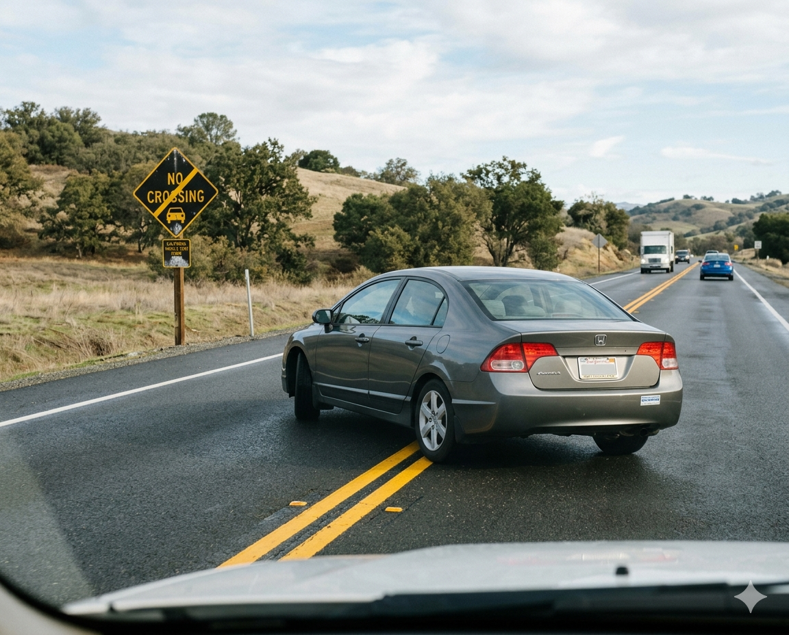 CROSSING DOUBLE YELLOW LINES