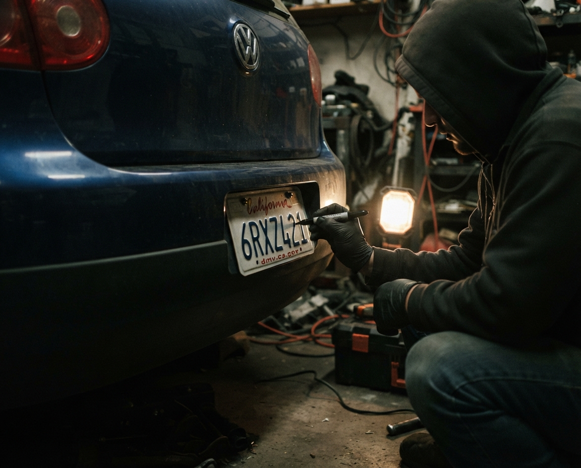 ALTERING A LICENSE PLATE