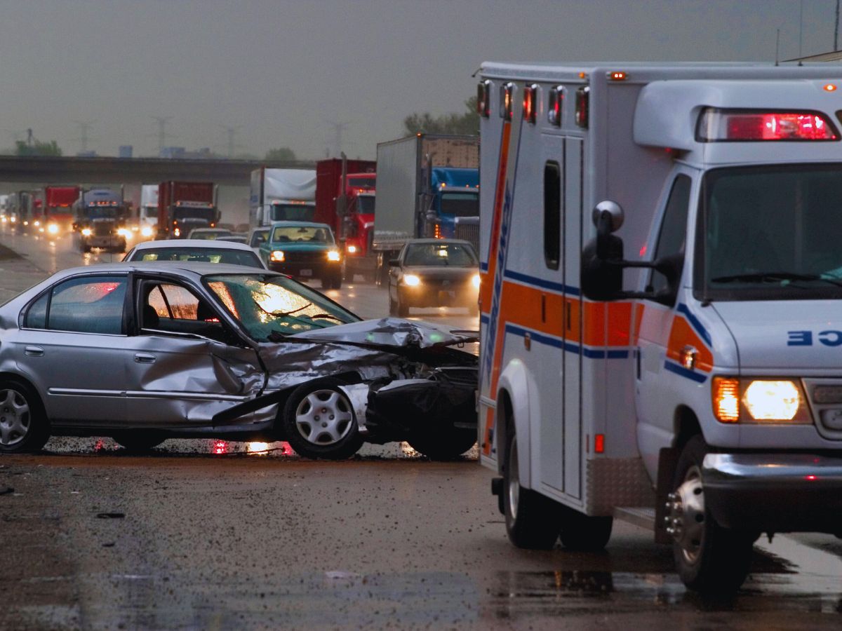 Car accident scene due to reckless driving in California