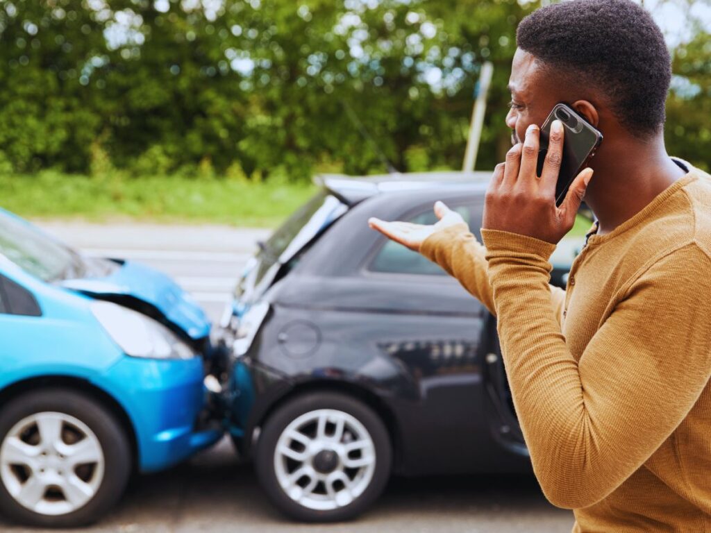 Car accident scene due to reckless driving in California